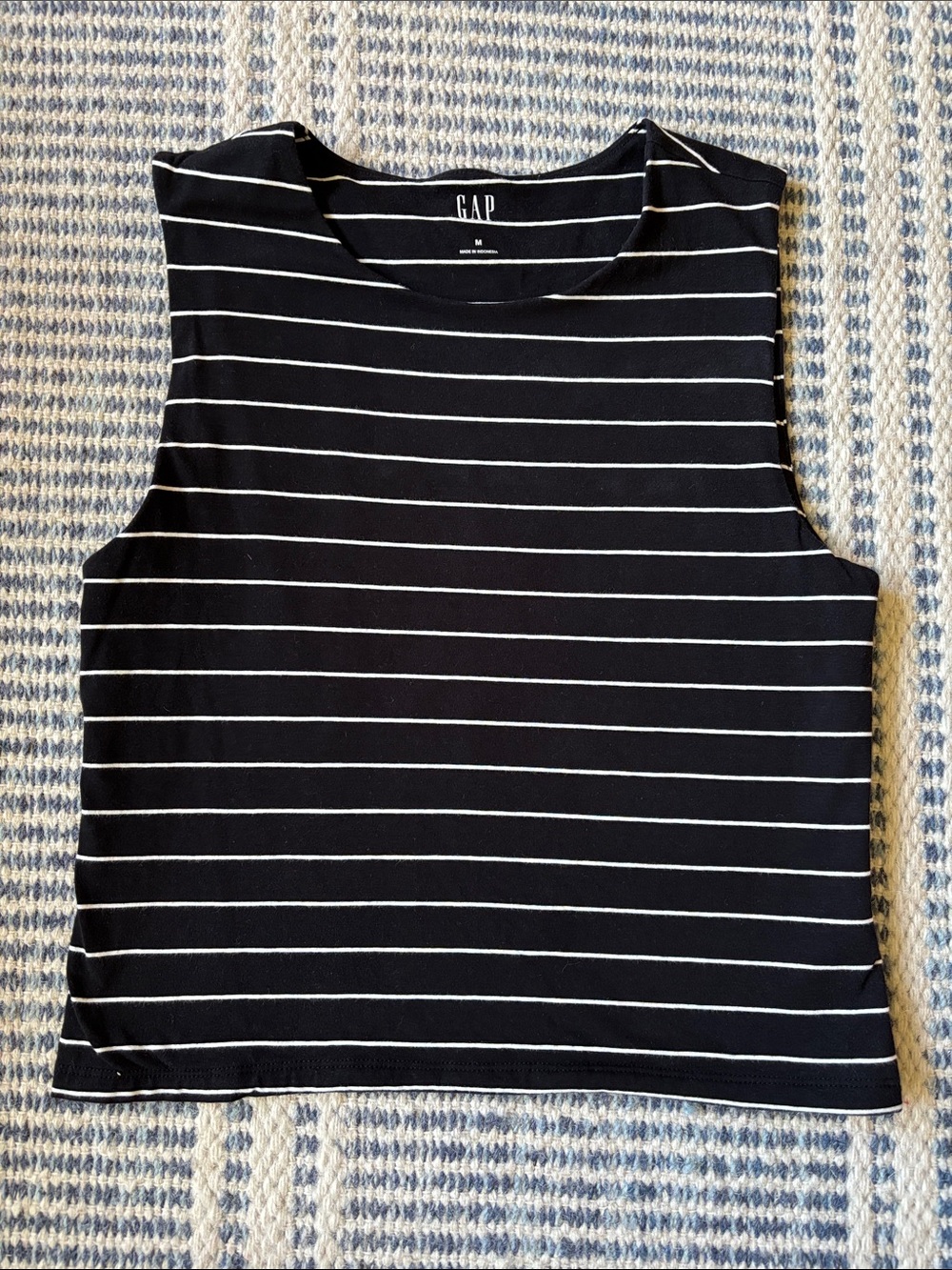 GAP Black and White Striped Sleeveless Tank